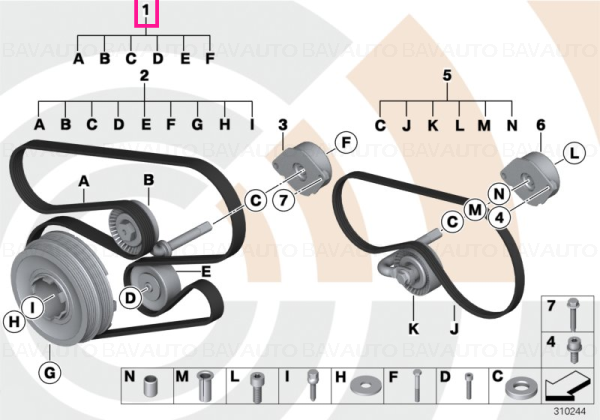 Set, belts for water pump, alternator VALUE LINE - BMW | BavAUTO