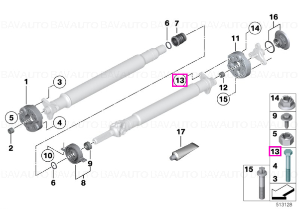 カープ！ Surub hexagonal cardan, M12x1,5x71-ZNS3 - BMW | BavAUTO