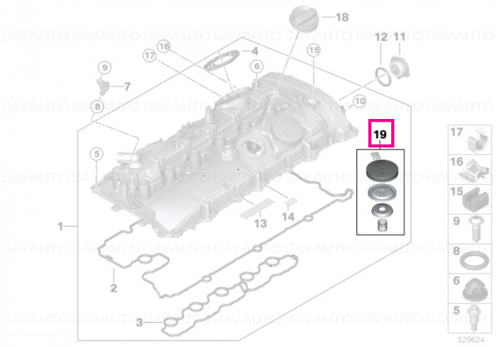 11121025447 - Kit reparatie supapa de reglare a presiunii BMW - Tip motor B58 - Original BMW