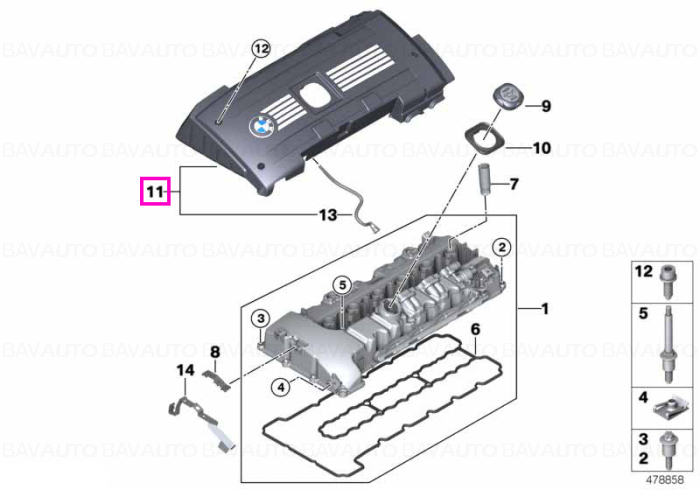 11127845442 - Capac bobine aprindere - BMW - Seria 1 E82 - de la 01.03.2011 - Original BMW Group - BavAUTO
