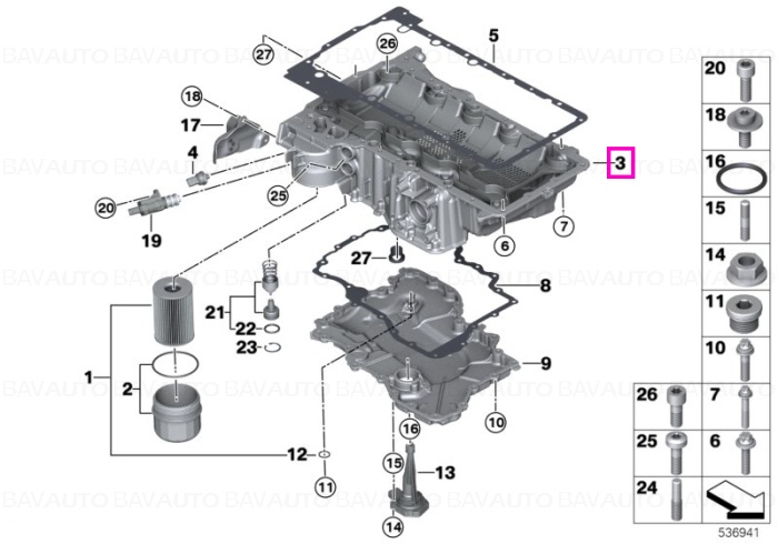 Baie de ulei, partea superioara - BMW Seria 5 F90 M5, Seria 8 F91 F92 F93 M8, X5 F95 M, X6 F96 M