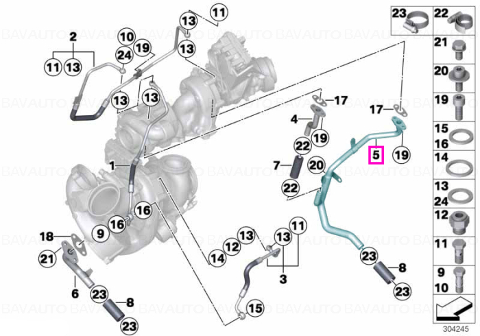 Conducta retur ulei turbocompresor - BMW Seria 5 F10 F11, Seria 7 F01 F02, X5 E70 F15, X6 E71 F16 - tip motor N57X