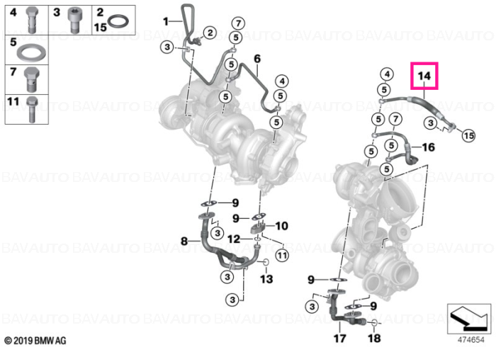 11428575126 - Oil line, feed, low-compression - Original BMW