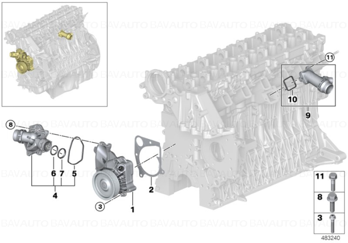 11517794244 - Pompa apa motor - BMW - Tip motor M57N, M57N2 | BavAUTO