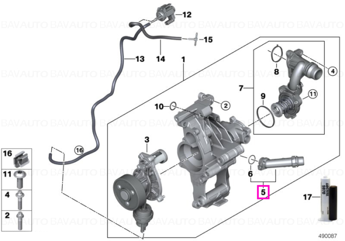 Stut conexiune conducta lichid de racire - BMW Seria 2 G42, Seria 3 G20 G21 G28, Seria 4 G22 G23 G26, Seria 5 G30 G31, Seria 6 G32, X3 G01, X4 G02, X5 G05