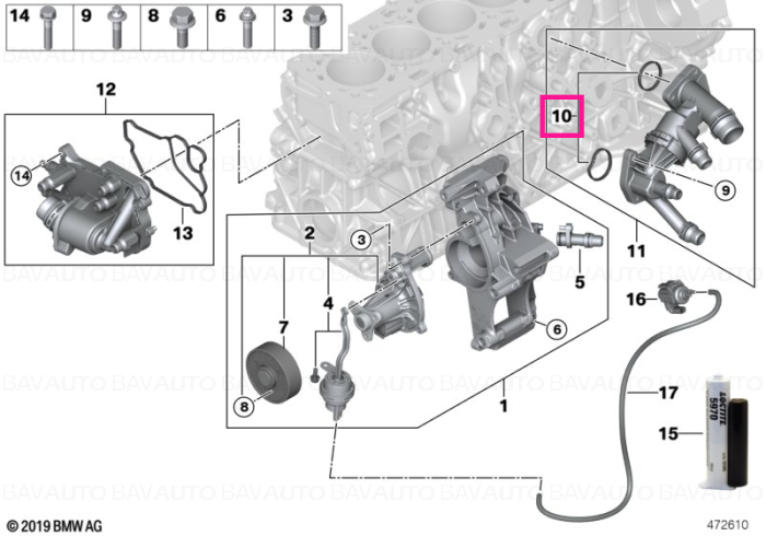 11538588891 - Thermostat housing gasket - BMW - X3 G01, X4 G02 - de la 01.07.2015 - Original BMW Group - BavAUTO