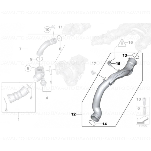 11617800145 - Conducta intercooler - BMW Seria 5 F07, F10, F11, Seria 7 F01, F02 | BavAUTO