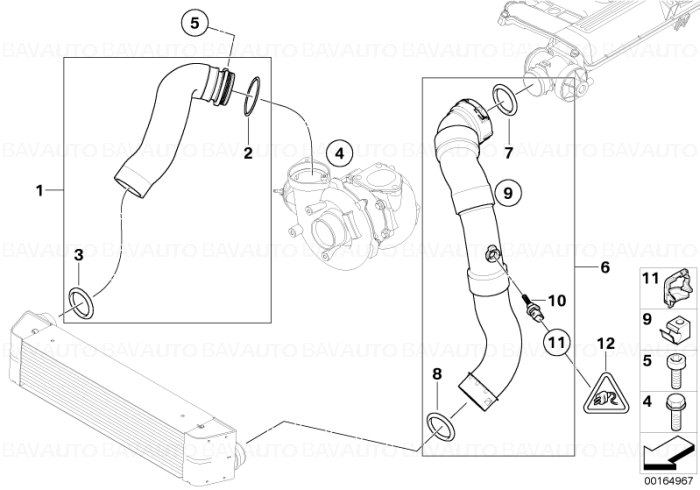 11617808416 - Conducta intercooler - turbina - BMW Seria 5 E60, E61, 520d | BavAUTO