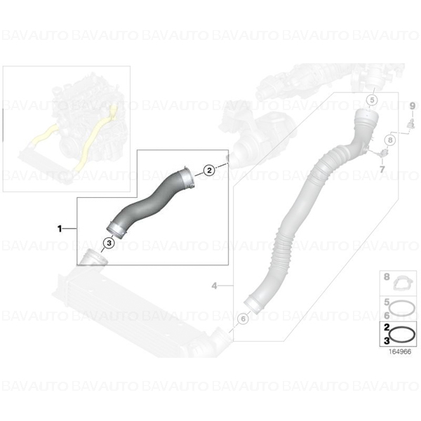 11617823887 - Conducta intercooler - BMW Seria 1 E82, E88, Seria 3 E90, E91, X1 E84 | BavAUTO