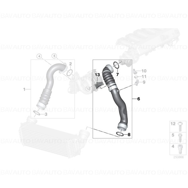 11618506079 - Conducta intercooler - BMW X5 E70 - 3.0d, X6 E71 - 30dX, 35dX | BavAUTO