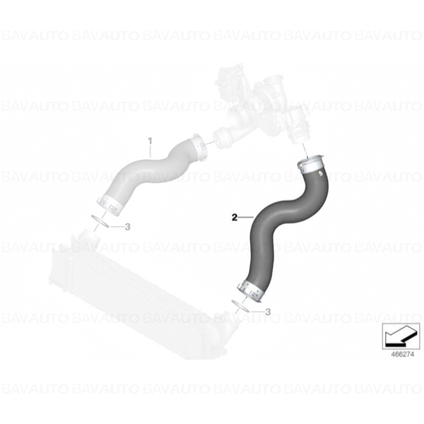 11618513849 - Conducta intercooler - BMW Seria 1 F20, F21, Seria 2 F22, F23, Seria 3 F30, F31, Seria 4 F32, F36 | BavAUTO