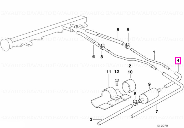 13311703491 - Kit furtun combustibil și colier 200MM/FPM - BMW - Seria 3 E30, Seria 8 E31 - de la 01.09.1987 - Original BM…