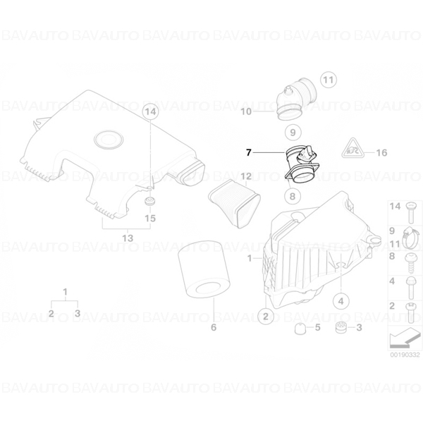 13627566989 - Debitmetru aer motor - BMW Seria 1 E81, E82, E87, E88, Seria 3 E90, E91, E92, E93, X1 E84, X3 E83, Z4 E85 | BavAUTO