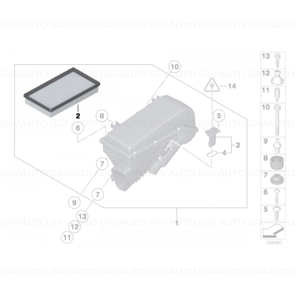 13717593250 - Filtru aer motor - BMW Seria 7 F01, F02, G12 | BavAUTO