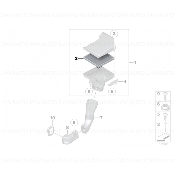 13717605913 - Filtru aer motor - BMW Seria 5 F10, F11, Seria 6 F12, F13, F06 | BavAUTO