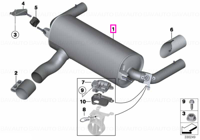18307646997 - Rear silencer with exhaust flap - BMW - Seria 3 F30, Seria 3 F31 - de la 02.11.2011 - Original BMW Group - B…