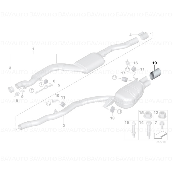 18307823928 - Ornament toba finala cromat - BMW Seria 5 F07 GT F10, F11 | BavAUTO