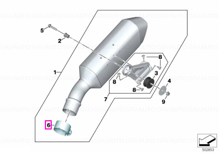 18518405432 - Clamp rear silencer D=62.6 - BMW Motorrad - K67, K69 - de la 01.01.2019 - Original BMW Motorrad Group - BavAUTO