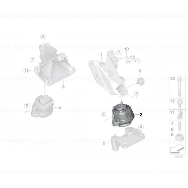 22116775027 - Tampon motor BMW Seria 5 E60, E61; Seria 6 E63, E64 - stanga | Original BMW