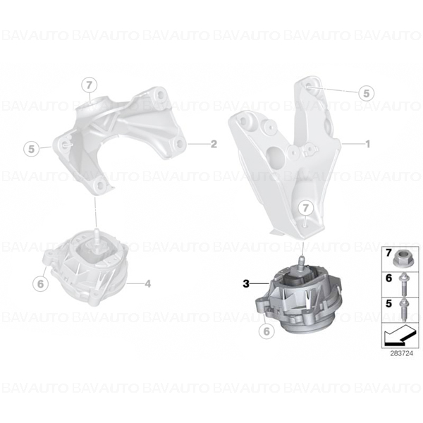 22116787659 - Tampon motor - BMW Seria 1 F20, F21, Seria 2 F22, F23, Seria 3 F30, F31, F34, Seria 4 F32, F33, F36 - stanga | BavAUTO
