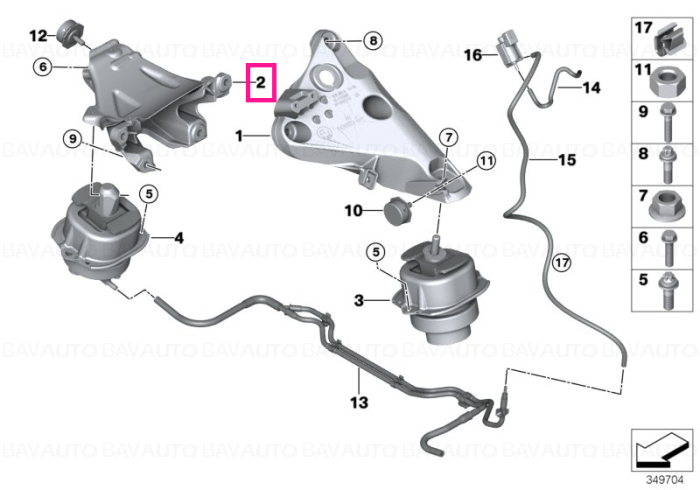 22116882032 - Engine supporting bracket, right  - Original BMW