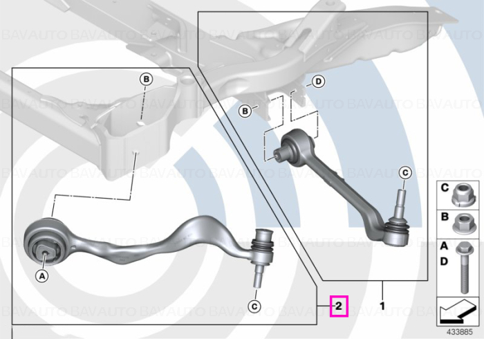 Set reparatie brat stanga, cu bucsa, punte fata, Kit Value Parts - BMW iX3 G08, X3 G01 G08, X4 G02