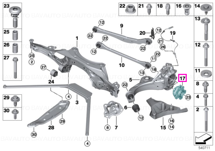 Butuc roata spate cu rulment integrat - BMW Seria 1 F70, Seria 2 F74 F78 U06, X1 U11 U12, X2 U10 - Mini Countryman U25