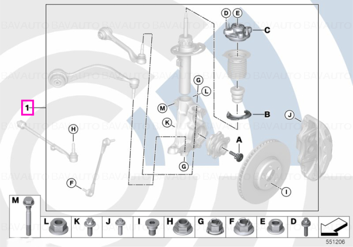 Set reparatie flansa amortizor, punte fata, Kit Value Parts - BMW Seria 3 G20 G21, Seria 4 G22 G23 G26