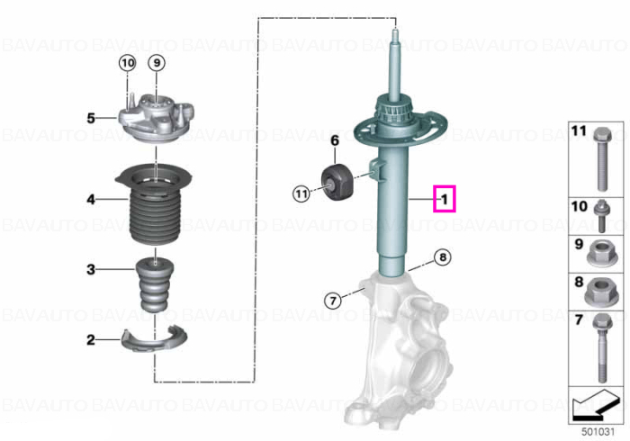 31316888489 - Left front spring strut - BMW - Seria 3 G21 - de la 01.07.2019 - Original BMW Group - BavAUTO