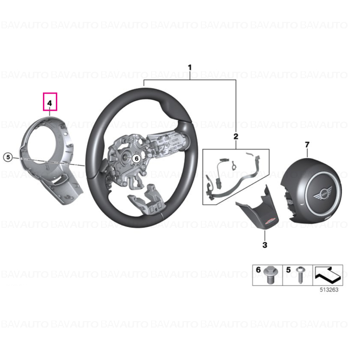 Acoperire volan - MINI Cabrio F57 LCI, Clubman F54 LCI, Countryman F60 LCI, F55 LCI, F56 BEV LCI, F56 LCI