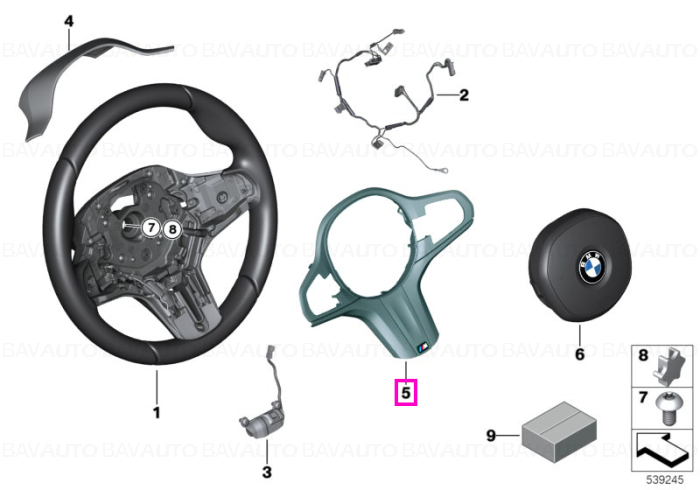 32305A3AE40 - Ornament volan M Sport, 3 spite - BMW Seria 5 G30 G31, Seria 8 G14 G15 G16, X5L G18 - Original BMW Group