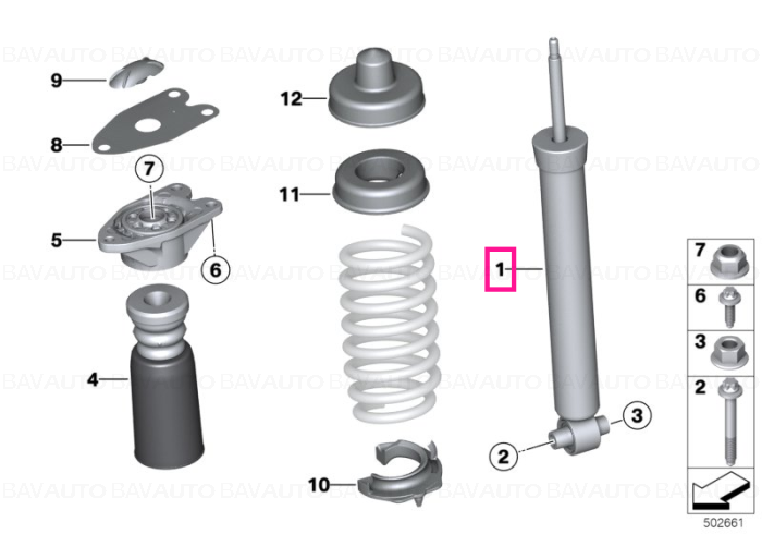 33526873807 - Shock absorber, rear - BMW - Seria 3 F30 LCI - de la 01.07.2015 - Original BMW Group - BavAUTO