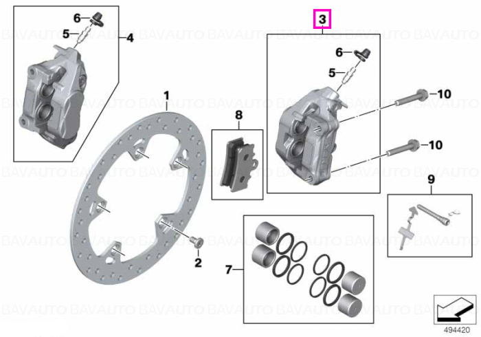 34111542545 - Caliper with out brake pads left - BMW Motorrad - Original BMW Motorrad Group - BavAUTO