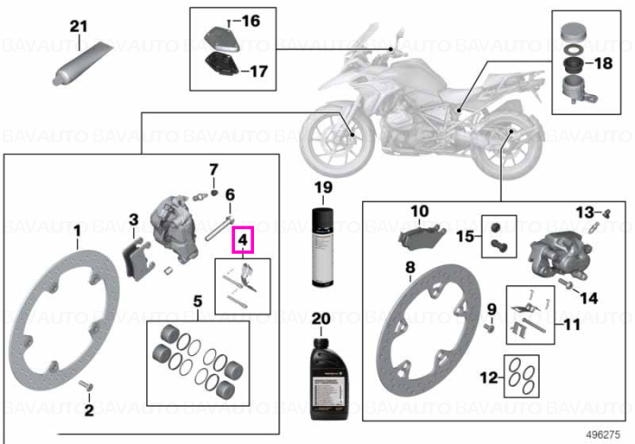 34118405105 - Set piese fixare placute frana - BMW Motorrad - K50, K51 - de la 01.08.2018 - Original BMW Motorrad Group - …