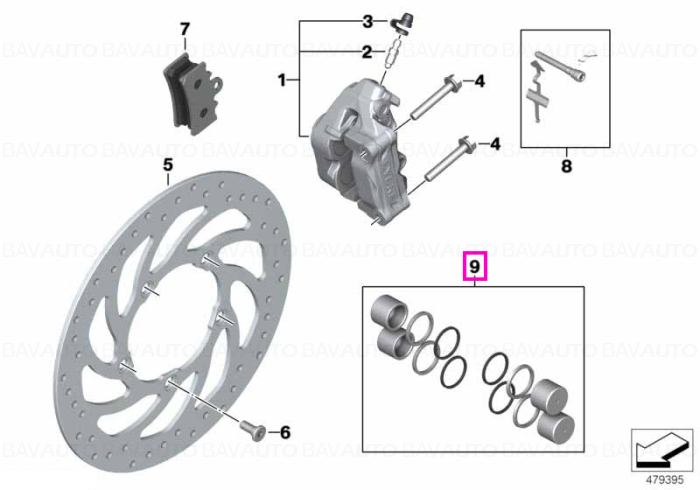 34118569410 - Set, brake piston with seal - BMW Motorrad - K02, K03 - de la 01.04.2016 - Original BMW Motorrad Group - Bav…