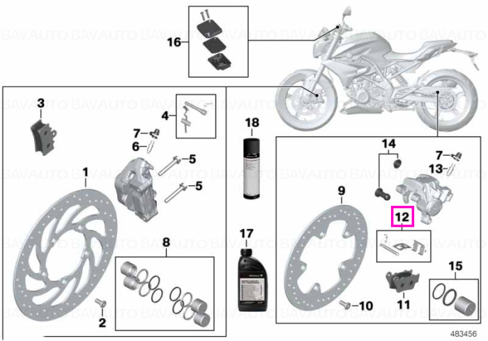 34218569413 - Set, fastening parts, brake pad - BMW Motorrad - K02, K03 - de la 01.04.2016 - Original BMW Motorrad Group -…