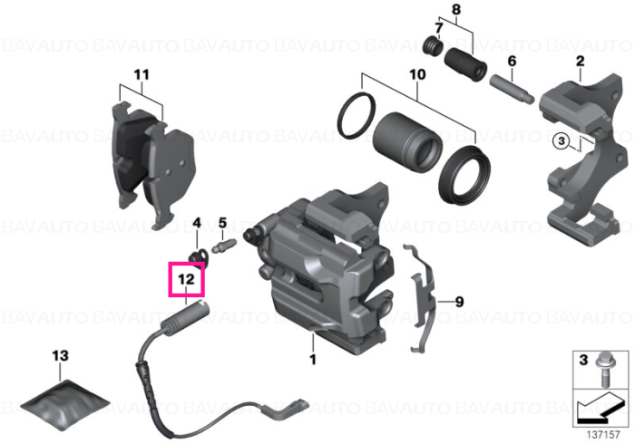34356789445 - Senzor uzura placute frana, punte spate - BMW Seria 1 E81 E82 E87 E88, Seria 3 E90 E91 E92 E93 - Original BMW