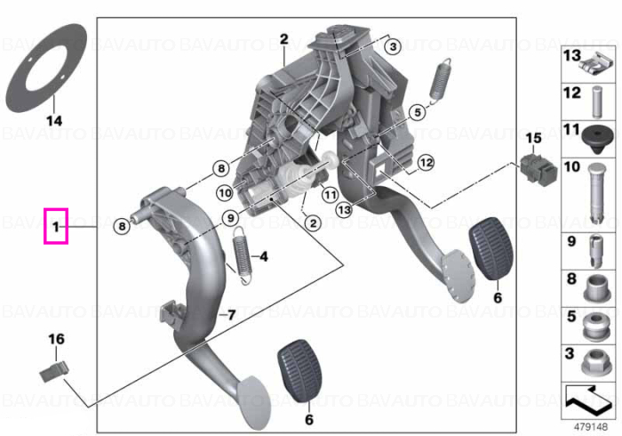 Ansamblu complet pedale, transmisie manuala - BMW Seria 1 F52, Seria 2 F45 F46, X1 F48, X2 F39