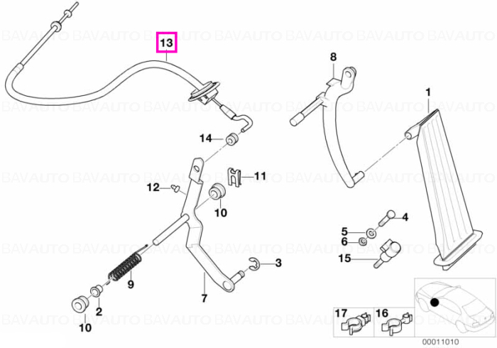 35411164869 - Cablu accelerator EU3-M43 - BMW - Z3 - de la 01.09.1998 - Original BMW Group - BavAUTO