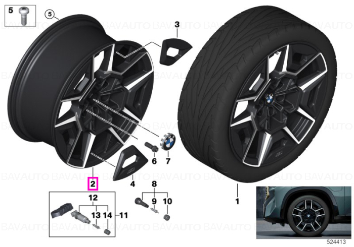 Janta din aliaj usor - M Performance Double Spoke 922M - Negru/Rosu (Black/Toronto Red) - 11JX22 H2 ET44 - BMW XM G09 - Punte spate