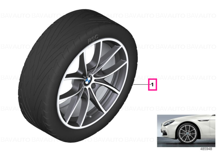 36112217551 - Set roți complete de vară - V-Spoke 356 (pvd coated) cu anvelopa Dunlop SP Sport Maxx GT ROF - 245/35R20 95Y XL FA / 275/30R20 97Y XL RA - BMW Seria 5/6 F10/F11/F12/F13/F06