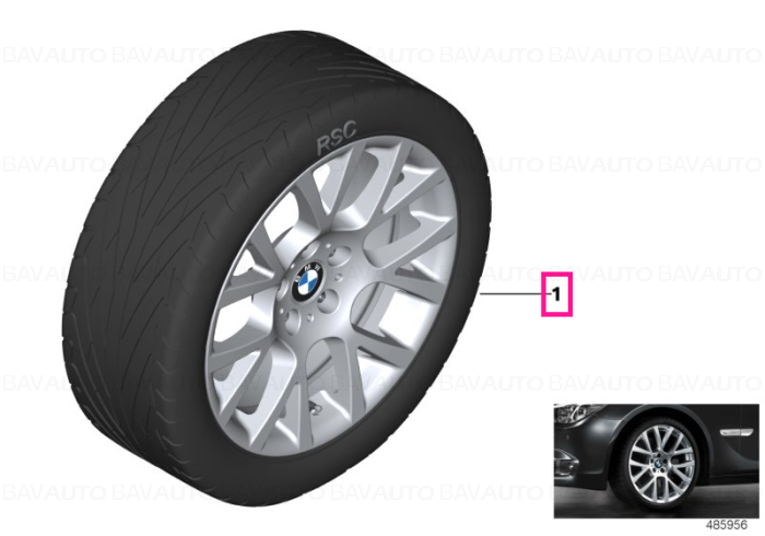 36112287801 - Set roți complete de vară - Double Spoke 238 cu anvelopa Goodyear Excellence ROF - 245/40R20 99Y XL FA / 275/35R20 102Y XL RA - BMW Seria 7/5 GT F01/F02/F07