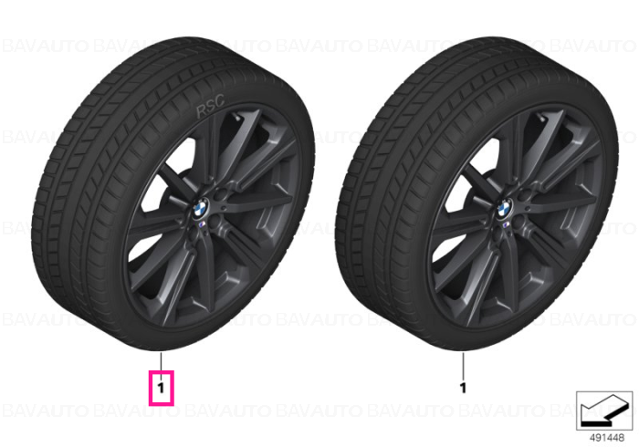 36112462596 - Roată completă de iarnă - M Performance Star Spoke 748M cu anvelopa General Grabber AT3 - 275/45R20 110V XL - BMW X5/X6 G05/G06 - Original BMW