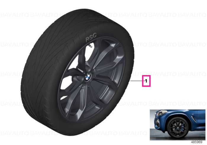 36115A8D982 - Set roți complete de vară - Y-Spoke 695 cu anvelopa Pirelli P-Zero r-f - 245/45R20 103W XL FA / 275/40R20 106W XL RA - BMW X3/X4 G01/G02/G08