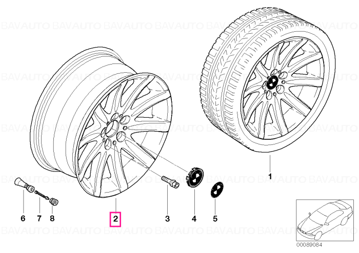 36116753241 - Janta aliaj BMW, Star Spoke 95, argintie, 19 inch, puntea fata - BMW Seria 7 E65 E66 - Original BMW