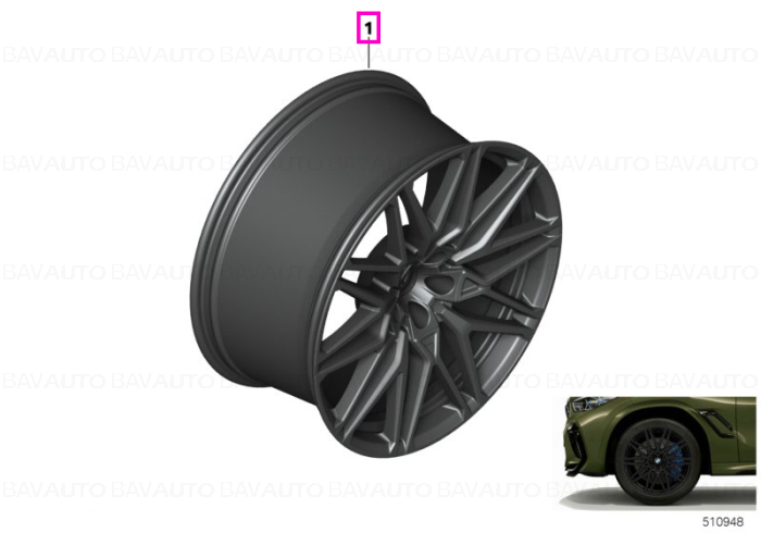 Janta aliaj usor "M Performance" Star Spoke 818M - Negru (Jet Black Sol. Paint) - 10,5Jx21 ET:31 - BMW X5 M F95, X6 M F96 - punte fata