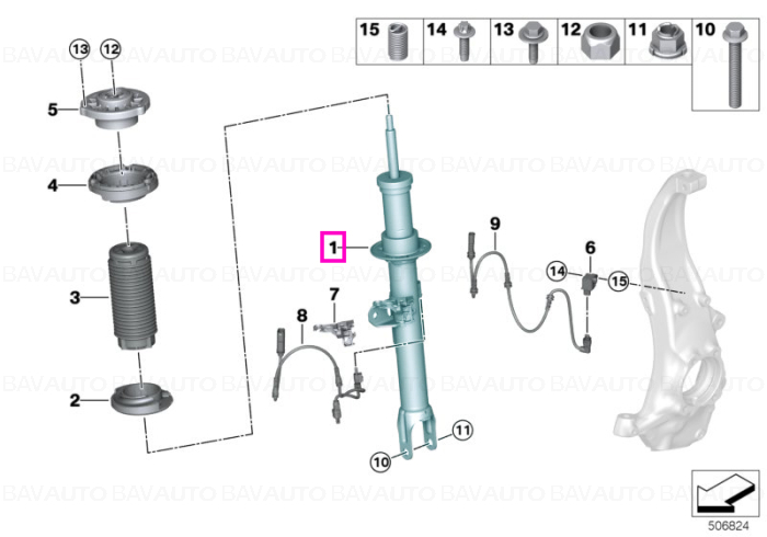  Amortizor suspensie, punte fata, stanga, VDC - BMW Seria 5 G31 Touring LCI (520e, 530e)	