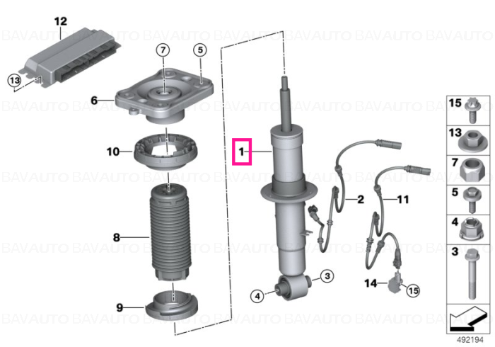 37106896442 - Spring strut rear right VDC MPA - Original BMW