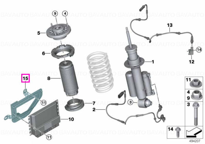 Suport fixare unitate de control amortizor suspensie VDC/ECU, punte spate, dreapta - BMW Seria 8 G14