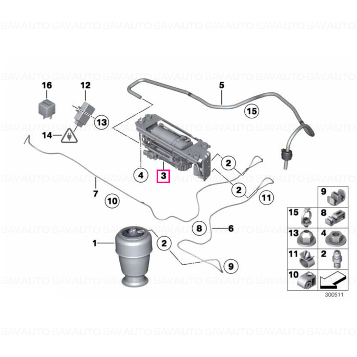 37206875176 - Compresor aer suspensie BMW Seria 5 F07 F11; Seria 7 F01 F02 F04 - Original BMW